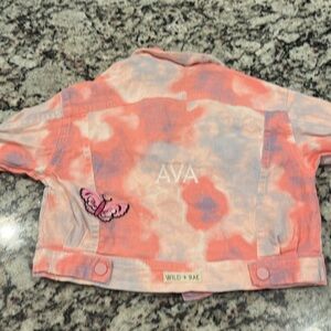 The cutest tie die personalized jacket from Wild and Rae.
